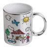 Mug ceramic, silver mirror, 330ml