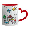 Mug heart red handle, ceramic, 330ml