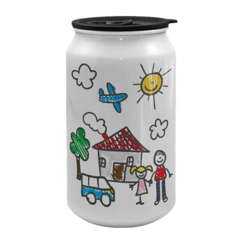 Children's drawing, Κούπα ταξιδιού μεταλλική με καπάκι (tin-can) 500ml