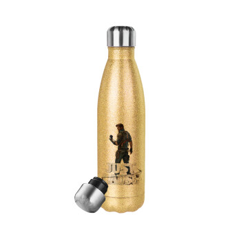 Just Gause, Glitter gold stainless steel thermos bottle, double-walled, 500ml