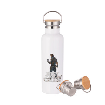 Just Gause, Stainless steel White with wooden lid (bamboo), double wall, 750ml