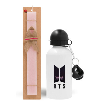 BTS, Easter Set, metallic aluminum bottle (500ml) & aromatic flat Easter candle (30cm) (PINK)