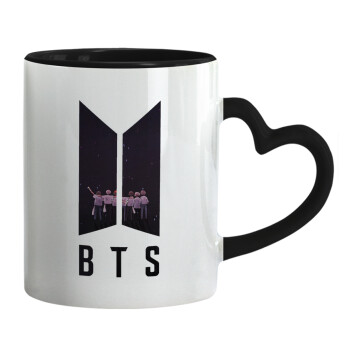 BTS, Mug heart black handle, ceramic, 330ml