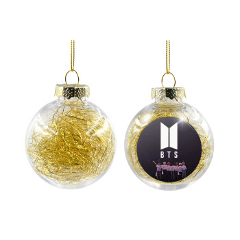 BTS, Transparent Christmas tree ball ornament with gold filling 8cm