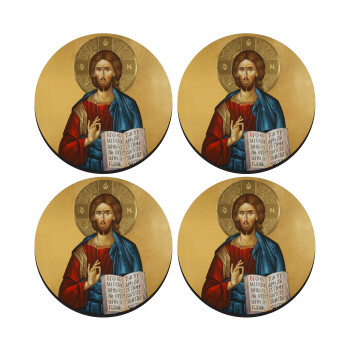 Jesus, SET of 4 round wooden coasters (9cm)