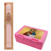 Easter Set, children's snack container PINK & scented flat Easter candle (30cm) (PINK)