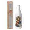 Easter Set, metallic Inox water bottle (700ml) & Easter scented flat candle (30cm) (GRAY)