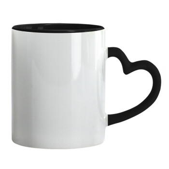 BLANK, Mug heart black handle, ceramic, 330ml