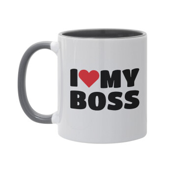 I LOVE MY BOSS, Mug colored grey, ceramic, 330ml