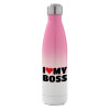 Metal mug thermos Pink/White (Stainless steel), double wall, 500ml