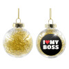 Transparent Christmas tree ball ornament with gold filling 8cm