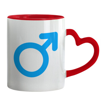 MALE, Mug heart red handle, ceramic, 330ml