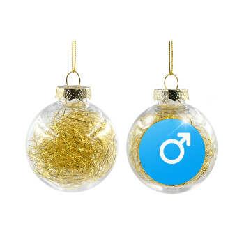 MALE, Transparent Christmas tree ball ornament with gold filling 8cm