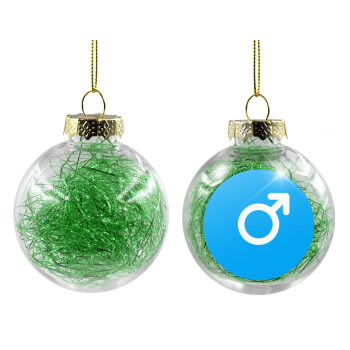 MALE, Χριστουγεννιάτικη μπάλα δένδρου διάφανη με πράσινο γέμισμα 8cm