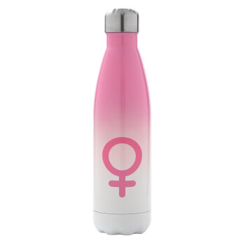 FEMALE, Metal mug thermos Pink/White (Stainless steel), double wall, 500ml