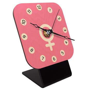 FEMALE, Επιτραπέζιο ρολόι σε φυσικό ξύλο (10cm)