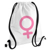 Backpack pouch GYMBAG white, with pocket (40x48cm) & thick cords