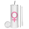 Eco friendly stainless steel tumbler 600ml, with metal straw & cleaning brush