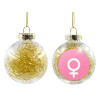 Transparent Christmas tree ball ornament with gold filling 8cm