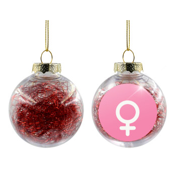 FEMALE, Transparent Christmas tree ball ornament with red filling 8cm