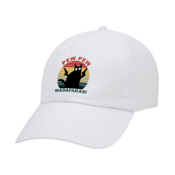 PEW PEW madafakas, Καπέλο Ενηλίκων Baseball Λευκό 5-φύλλο (POLYESTER, ΕΝΗΛΙΚΩΝ, UNISEX, ONE SIZE)