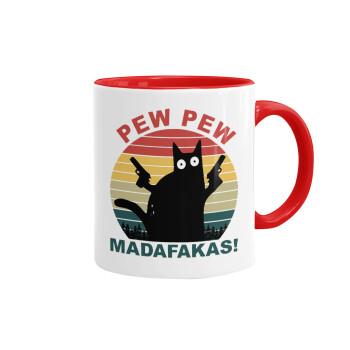 PEW PEW madafakas, Mug colored red, ceramic, 330ml