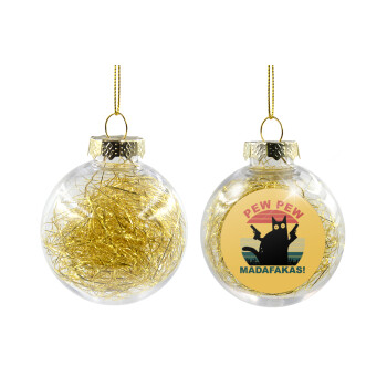 PEW PEW madafakas, Transparent Christmas tree ball ornament with gold filling 8cm