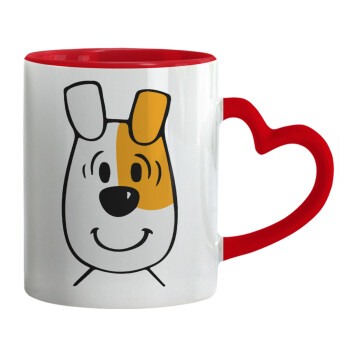 reksio bolek i lolek, Mug heart red handle, ceramic, 330ml