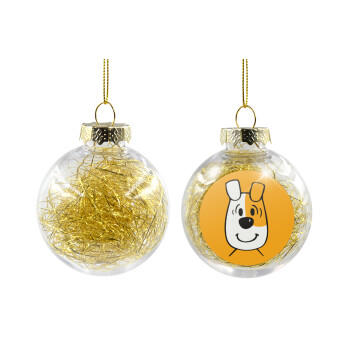 reksio bolek i lolek, Transparent Christmas tree ball ornament with gold filling 8cm