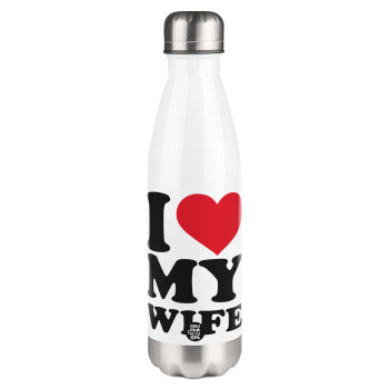 I Love my Wife, Metal mug thermos White (Stainless steel), double wall, 500ml