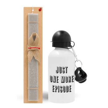 JUST ONE MORE EPISODE, Easter Set, metallic aluminum water bottle (500ml) & aromatic flat Easter candle (30cm) (GRAY)