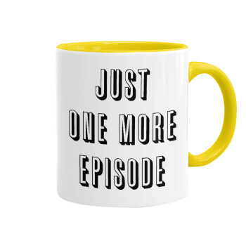 JUST ONE MORE EPISODE, Mug colored yellow, ceramic, 330ml