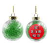 Transparent Christmas tree ball ornament with green filling 8cm