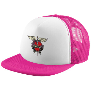 Bon Jovi, Καπέλο Ενηλίκων Soft Trucker με Δίχτυ Pink/White (POLYESTER, ΕΝΗΛΙΚΩΝ, UNISEX, ONE SIZE)