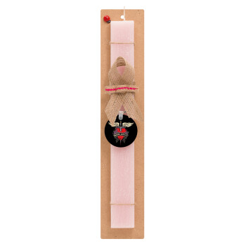 Bon Jovi, Easter Set, wooden keychain & scented flat Easter candle (30cm) (PINK)