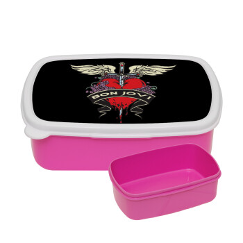 Bon Jovi, ΡΟΖ παιδικό δοχείο φαγητού (lunchbox) πλαστικό (BPA-FREE) Lunch Βox M18 x Π13 x Υ6cm