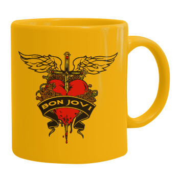 Bon Jovi, Ceramic coffee mug yellow, 330ml (1pcs)