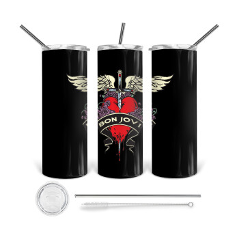 Bon Jovi, 360 Eco friendly stainless steel tumbler 600ml, with metal straw & cleaning brush