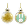 Transparent Christmas tree ball ornament with gold filling 8cm