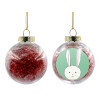 Transparent Christmas tree ball ornament with red filling 8cm