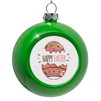 Happy easter egg, Green Christmas tree ornament bauble 8cm