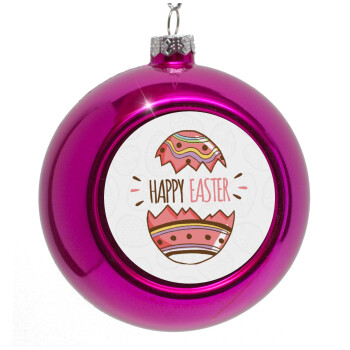 Happy easter egg, Purple Christmas tree ornament bauble 8cm