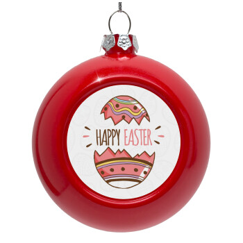 Happy easter egg, Red Christmas tree ornament bauble 8cm