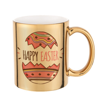 Happy easter egg, Mug ceramic, gold mirror, 330ml