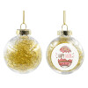 Transparent Christmas tree ball ornament with gold filling 8cm