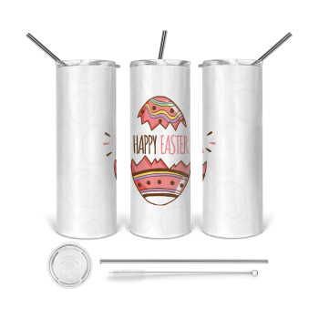 Happy easter egg, Tumbler stainless steel 600ml, with metal straw & cleaning brush