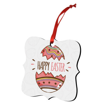 Happy easter egg, Christmas ornament polygon wooden 7.5cm