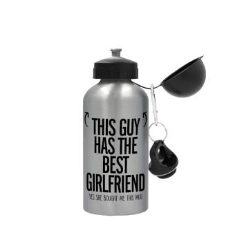 This guy has the best Girlfriend, Metallic water jug, Silver, aluminum 500ml