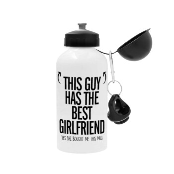 This guy has the best Girlfriend, Metal water bottle, White, aluminum 500ml