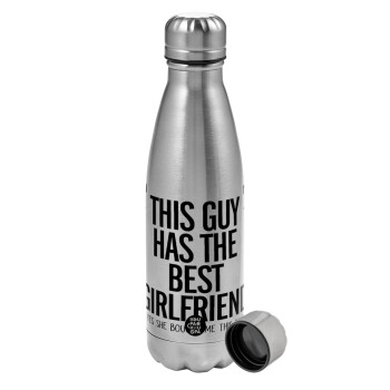 This guy has the best Girlfriend, Metallic water bottle, stainless steel, 750ml